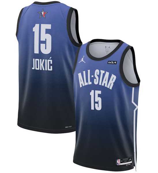 Mens 2023 All-Star #15 Nikola Jokic Blue Game Swingman Stitched Basketball Jersey Dzhi->2023 all star->NBA Jersey
